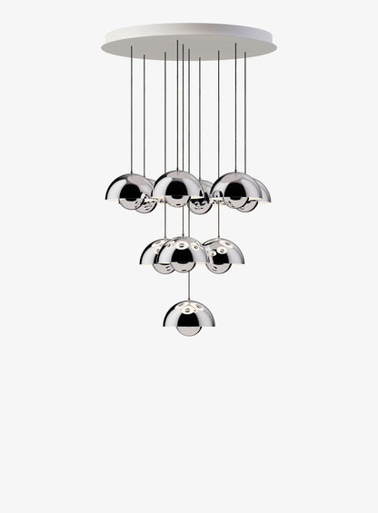 Suspension Flowerpot Chandelier VP1 - 10 pendants - &amp;Tradition-Chrome-The Woods Gallery