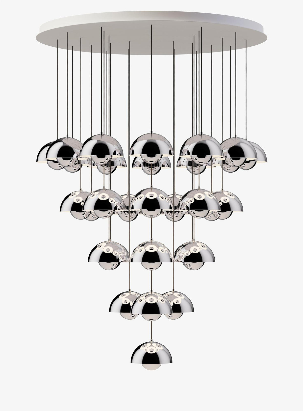 Suspension Flowerpot Chandelier VP1 - 31 pendants - &amp;Tradition-Chrome-The Woods Gallery