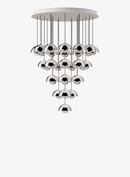 Suspension Flowerpot Chandelier VP10 - 31 pendants - &amp;Tradition-Chrome-The Woods Gallery