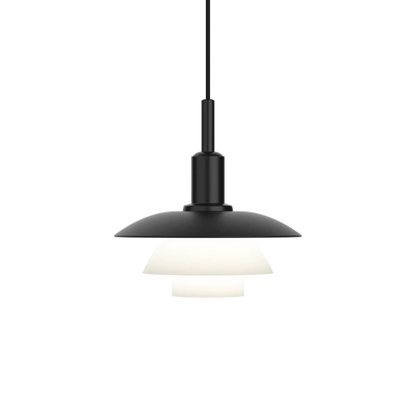 Suspension PH 3/3 de Poul Henningsen - Louis Poulsen-Métal noir et verre opalin-The Woods Gallery