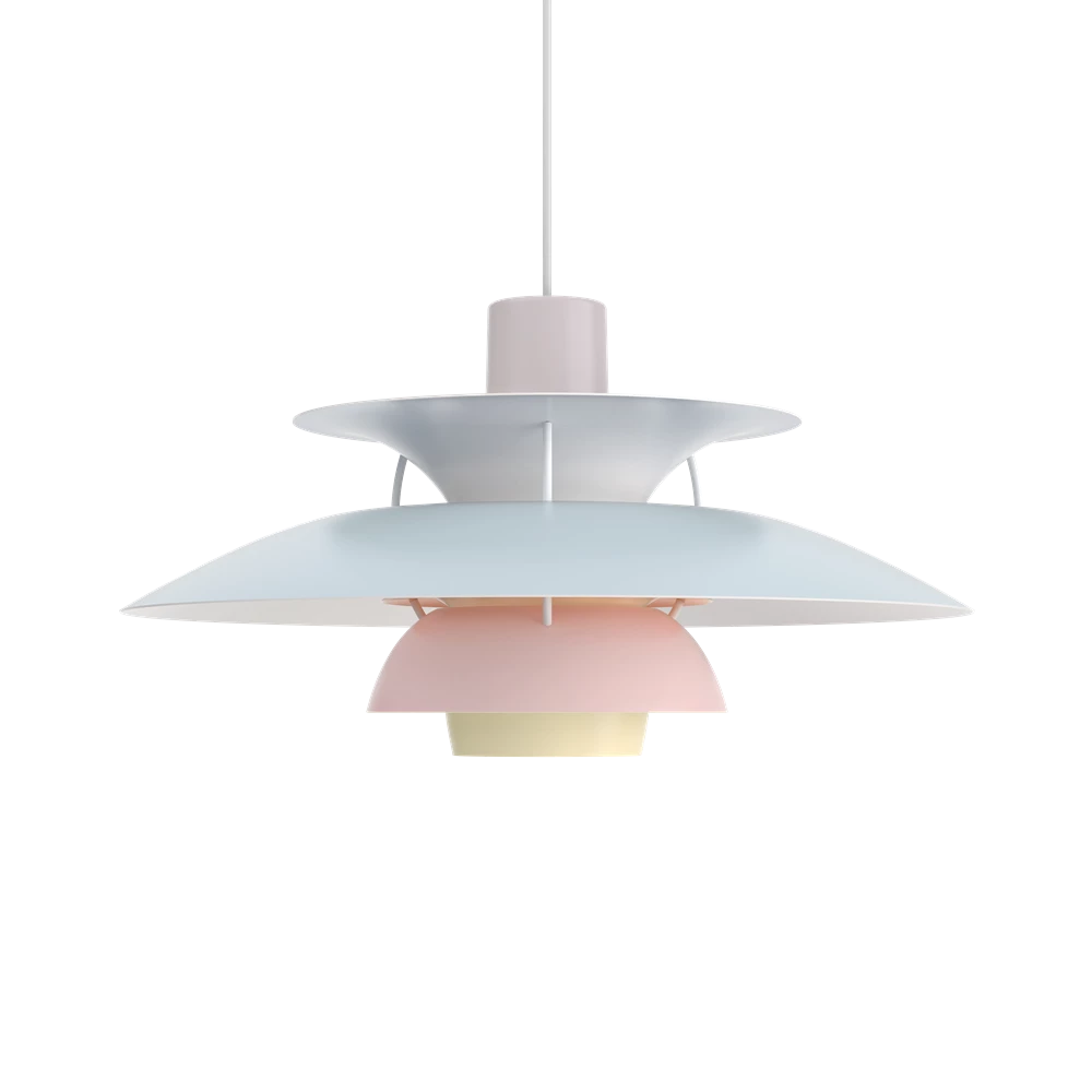 Suspension PH 5 - Louis Poulsen-pastels bleu huître rose-The Woods Gallery