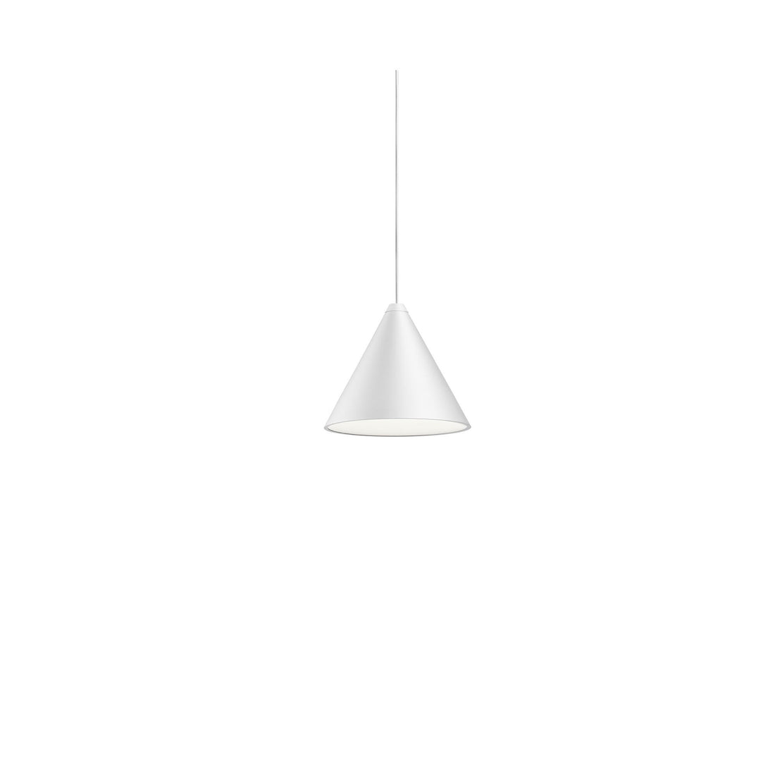 Suspension String Light tête cône de Michael Anastassiades - Flos-12 m-Interrupteur tactile-Blanc-The Woods Gallery