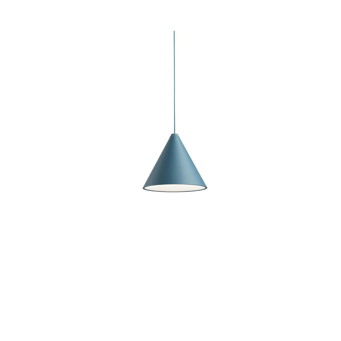 Suspension String Light tête cône de Michael Anastassiades - Flos-12 m-Interrupteur tactile-Bleu-The Woods Gallery