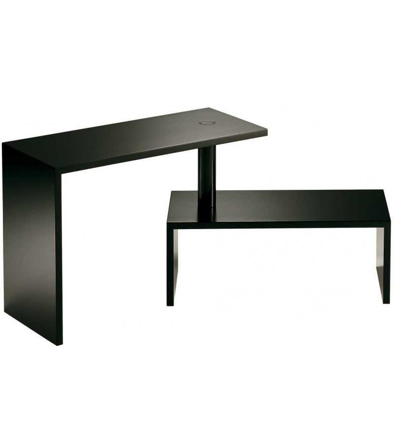 Table Basse 638 Basello L 65 cm par Achille Castiglioni - Zanotta-les deux plateaux vus de trois quarts-The Woods Gallery