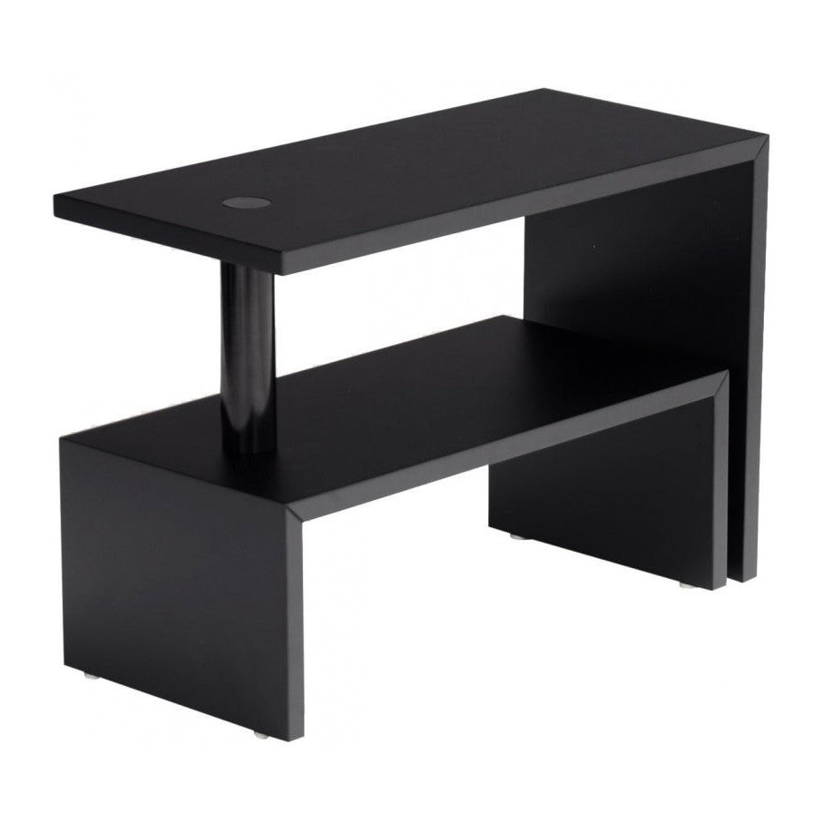 Table Basse 638 Basello L 65 cm par Achille Castiglioni - Zanotta-deux plateaux décalés, structure noire-The Woods Gallery