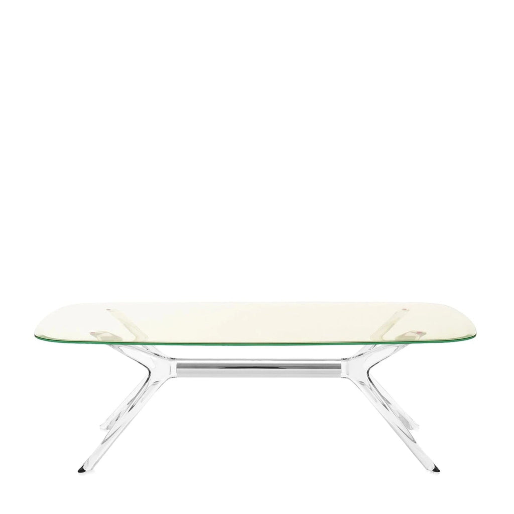 Table Blast de Philippe Starck - Kartell-Jaune-Cristal - Détail Chromé-H 40 X L 130 cm-The Woods Gallery