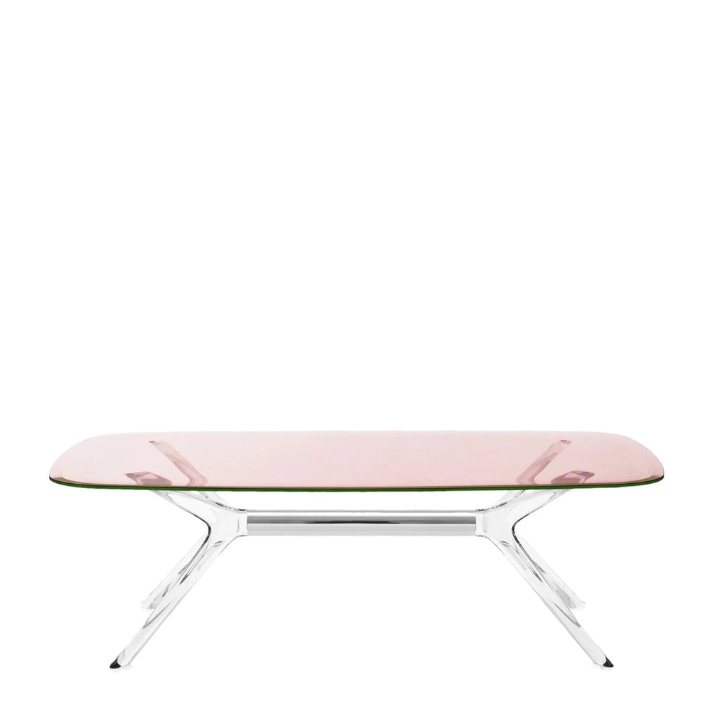 Table Blast de Philippe Starck - Kartell-Rose-Cristal - Détail Chromé-H 40 X L 130 cm-The Woods Gallery