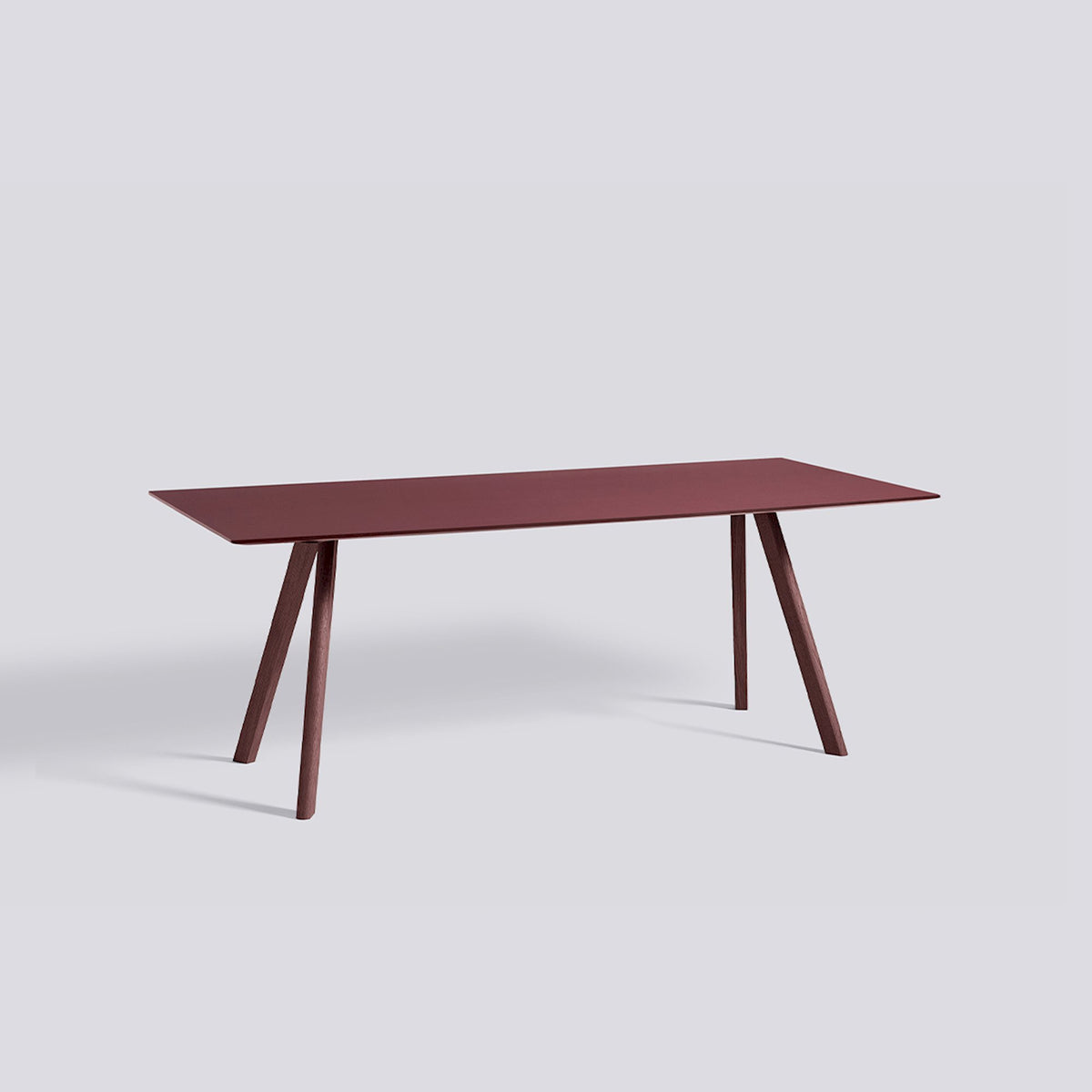 Table CPH 30 de Ronan et Erwan Bouroullec - Hay-Chêne massif laqué bordeaux, plateau linoléum bordeaux, L 200 x P 90 x H 74 cm-The Woods Gallery