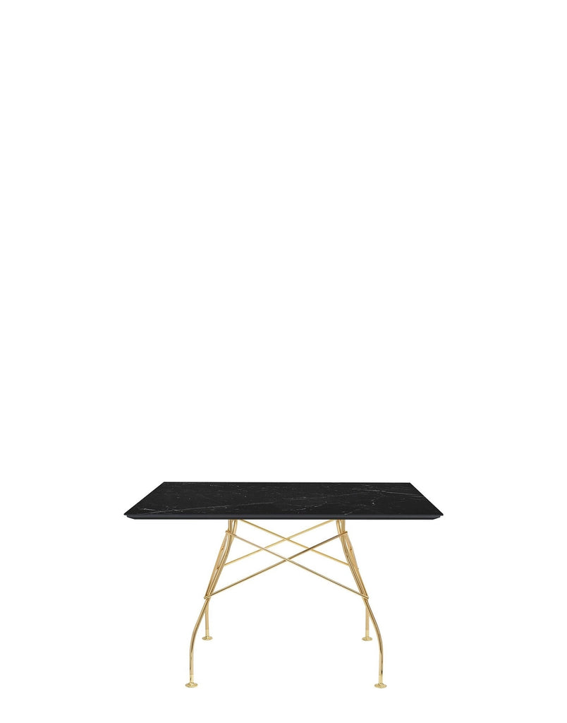 Table Glossy Marbre Carrée de Antonio Citterio - Kartell-Noir-Acier chromé or-The Woods Gallery