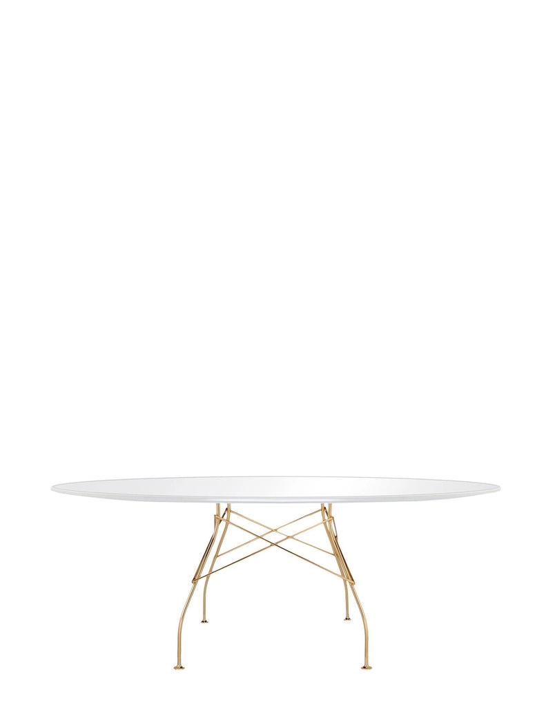Table Glossy Ovale L192 de Antonio Citterio - Kartell-Blanc-Acier chromé-The Woods Gallery