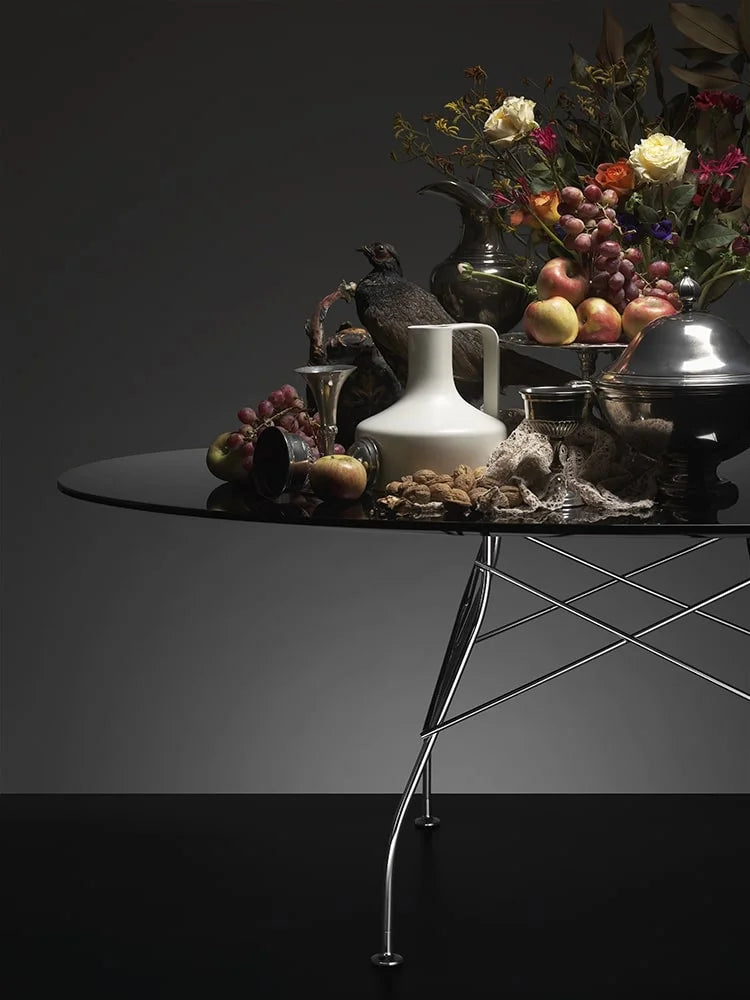 Table Glossy Ovale L192 de Antonio Citterio - Kartell-Noir-Acier chromé-The Woods Gallery