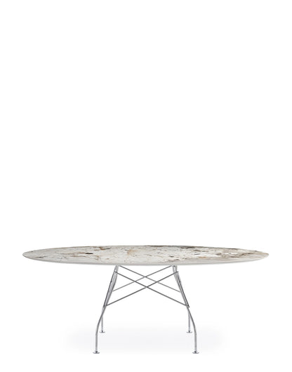 Table Glossy Ovale marbre de Antonio Citterio - Kartell-Bronze ancien-Acier chromé-The Woods Gallery