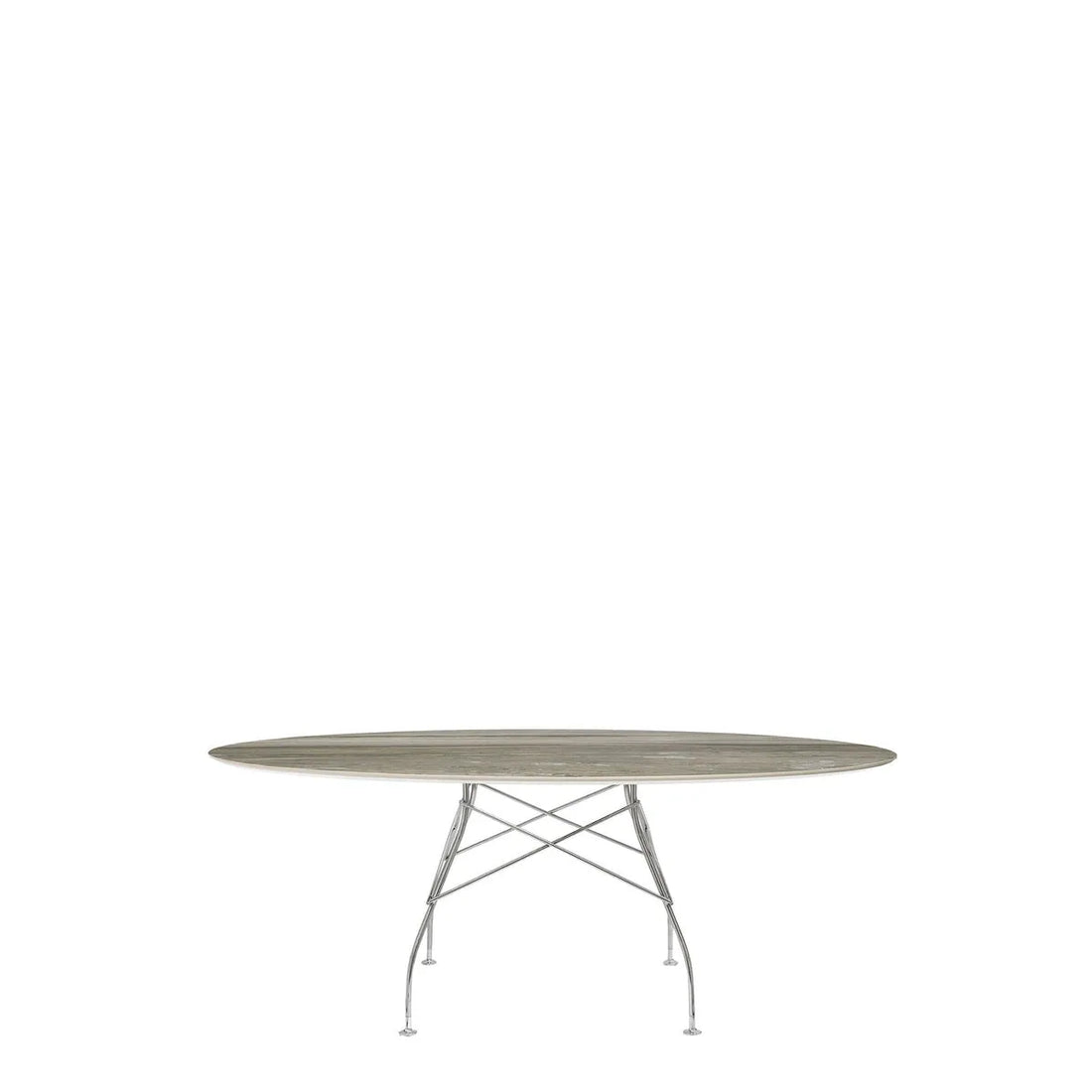Table Glossy Ovale marbre de Antonio Citterio - Kartell-Bronze ancien-Acier chromé-The Woods Gallery