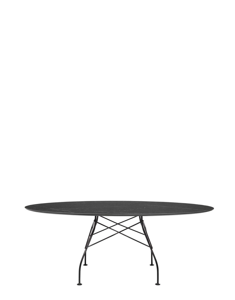 Table Glossy Ovale marbre de Antonio Citterio - Kartell-Marbre noir-Acier peint noit mat-The Woods Gallery