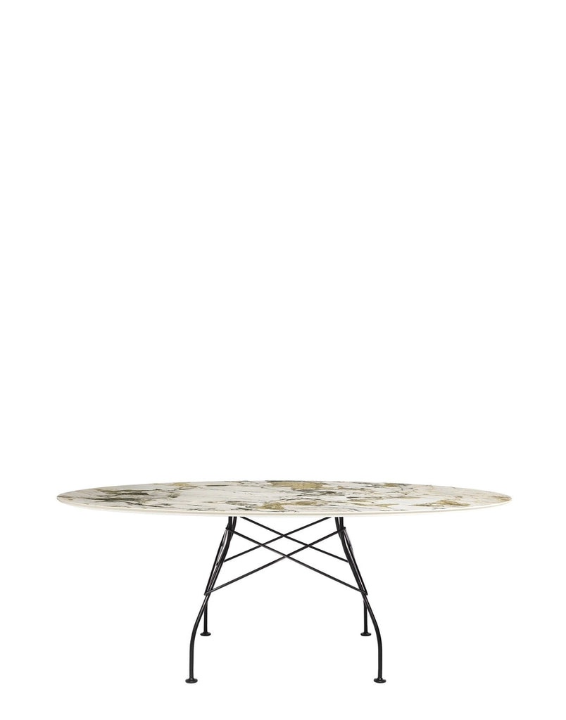 Table Glossy Ovale marbre de Antonio Citterio - Kartell-Symphonie-Acier peint noit mat-The Woods Gallery