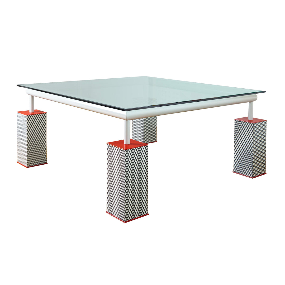 Table Mandarin en verre par Ettore Sottsass, 1981 - 160 x 160 cmt - Memphis Milano-The Woods Gallery