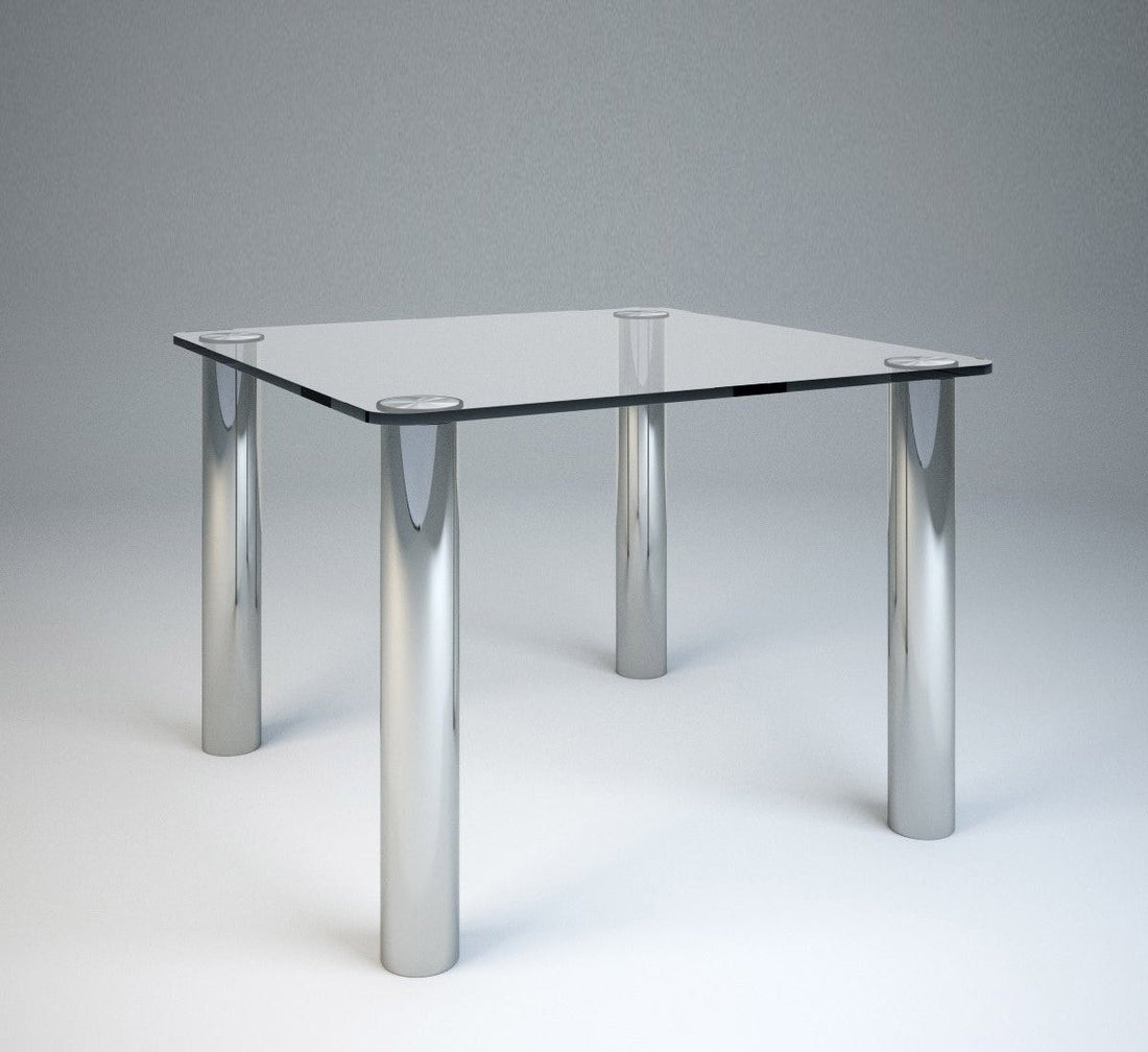 Table Marcuso L 100 cm par Marco Zanuso - Zanotta-vue de trois quarts, plateau de verre-The Woods Gallery