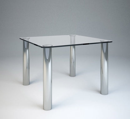 Table Marcuso L 100 cm par Marco Zanuso - Zanotta-vue de trois quarts, plateau de verre-The Woods Gallery