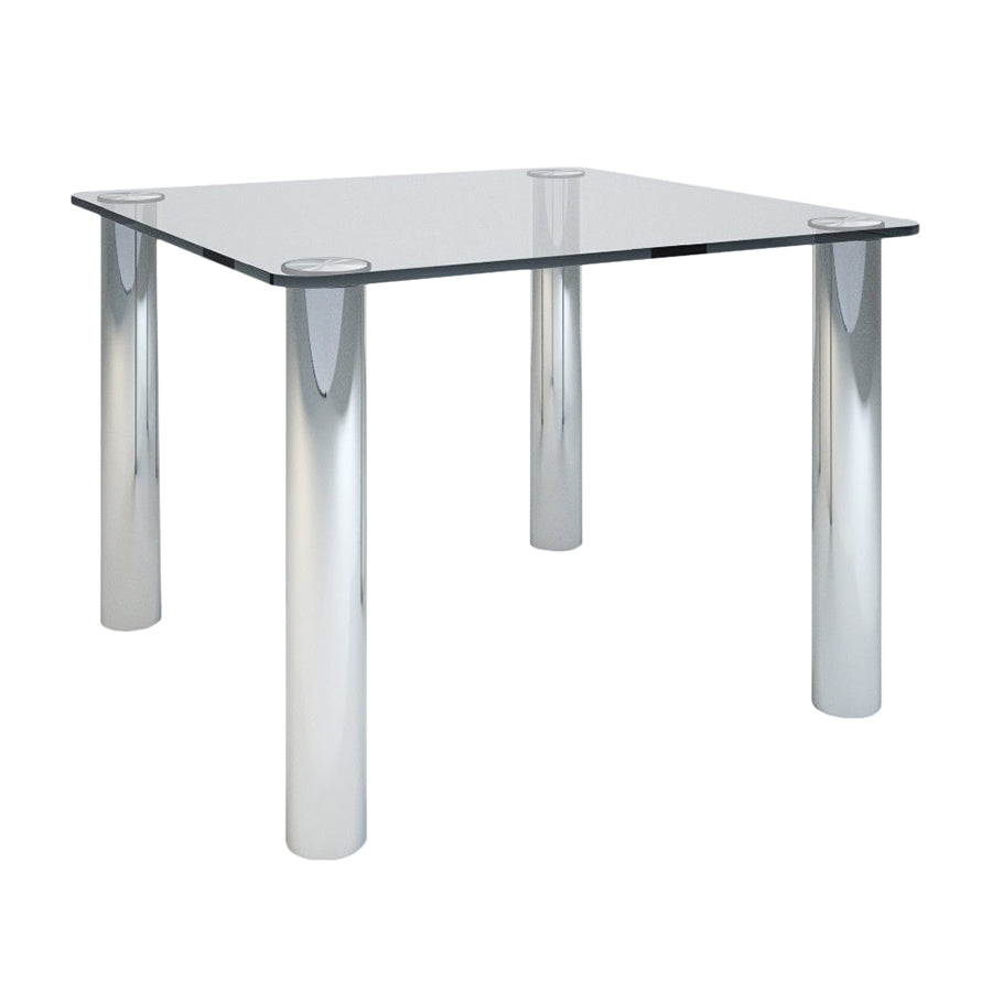 Table Marcuso L 100 cm par Marco Zanuso - Zanotta-plateau de verre sur pieds cylindriques-The Woods Gallery