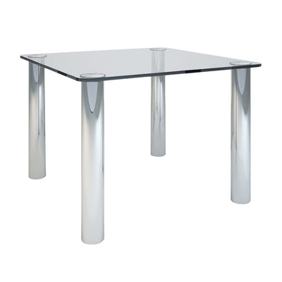 Table Marcuso L 100 cm par Marco Zanuso - Zanotta-plateau de verre sur pieds cylindriques-The Woods Gallery