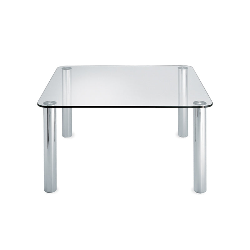 Table Marcuso L 140 cm par Marco Zanuso - Zanotta-vue de face, plateau de verre-The Woods Gallery