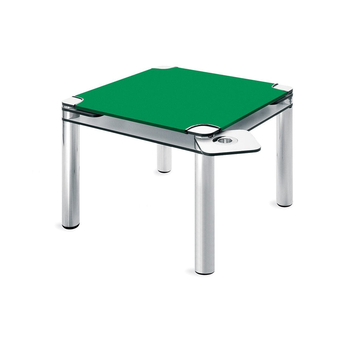 Table Poker L 98 cm par Joe Colombo - Zanotta-plateau de feutre vert, de trois quarts-The Woods Gallery