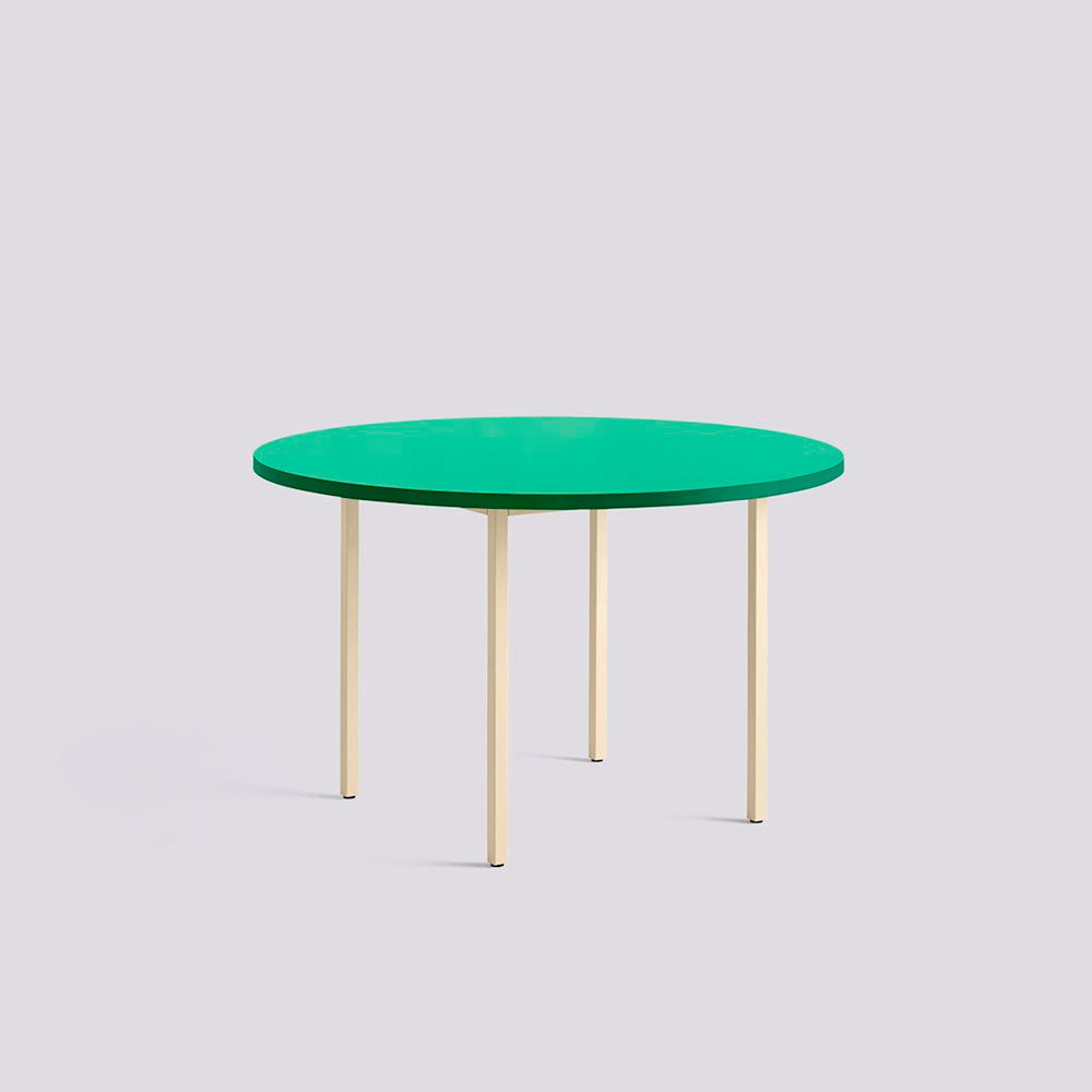 Table Ronde Two-Colour Ø 120 par Muller Van Severen - Hay-Vert Pieds Blanc-The Woods Gallery