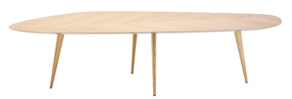 Table Tweed L 213 cm par Studio Garcia Cumini - Zanotta-plateau ovale de bois clair, pieds fuselés-The Woods Gallery