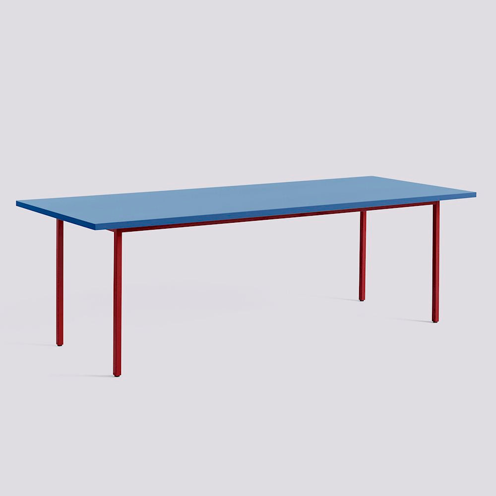 Table Two-Colour L 240 par Muller Van Severen - Hay-Bleu Pieds Rouge-The Woods Gallery