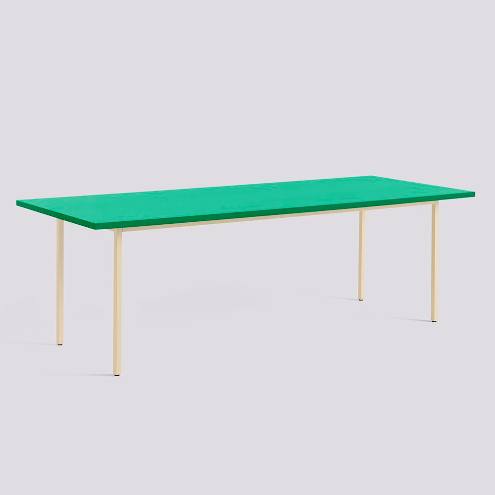Table Two-Colour L 240 par Muller Van Severen - Hay-Vert Pieds Blanc-The Woods Gallery