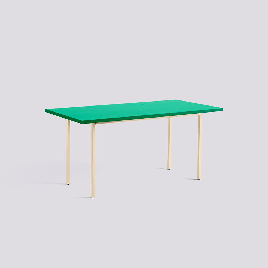 Table Two-Colour par Muller Van Severen - L 160 cm - Hay-Vert Pieds Blanc-The Woods Gallery