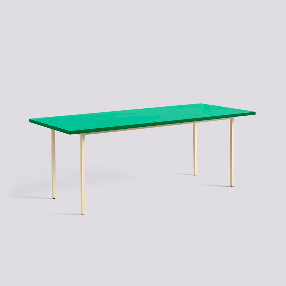 Table Two-Colour par Muller Van Severen L 200 cm - Hay-Vert Pieds Blanc-The Woods Gallery
