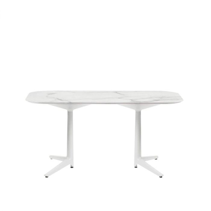 Table XL Multiplo Rectangular Outdoor de Antonio Citterio - Kartell-Marbre blanc-Taille 1 : H 75 x L 158 x Prof.90 cm-The Woods Gallery