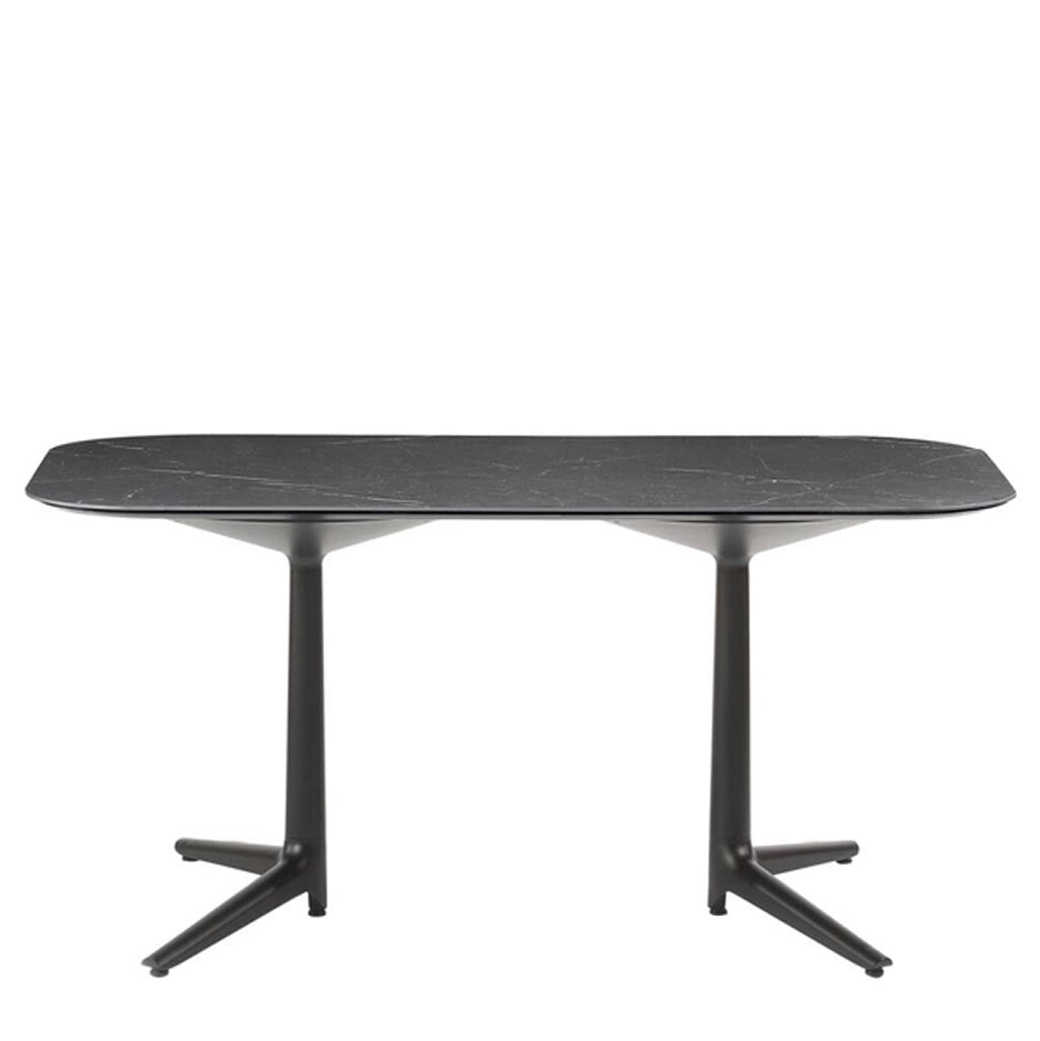 Table XL Multiplo Rectangular Outdoor de Antonio Citterio - Kartell-Marbre noir-Taille 1 : H 75 x L 158 x Prof.90 cm-The Woods Gallery