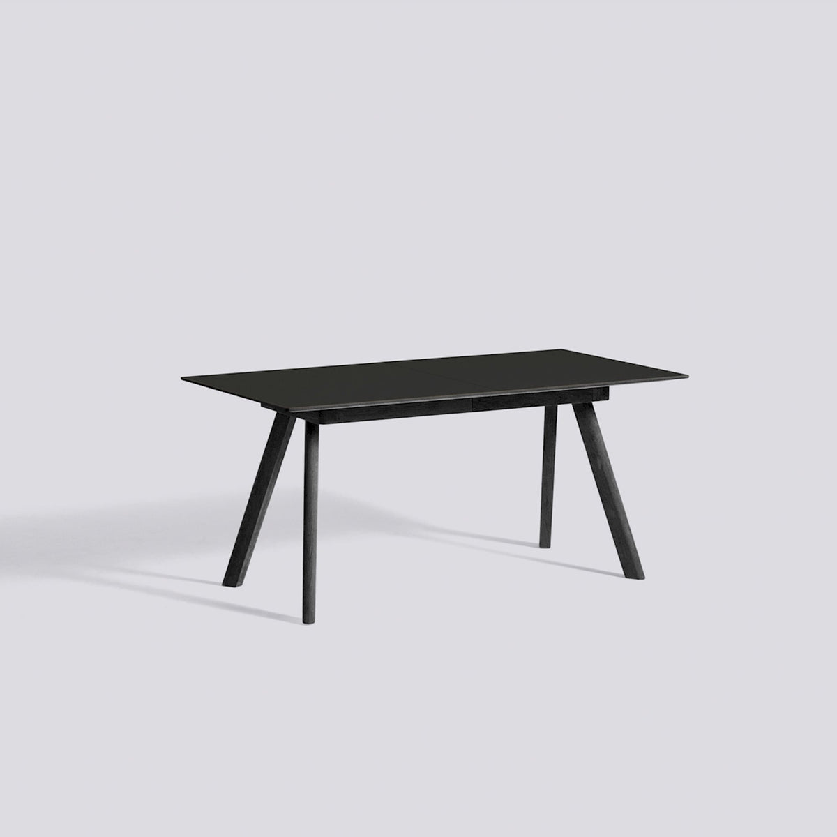 Table à rallonge CPH 30 de Ronan et Erwan Bouroullec - Hay-L 160 x P 80 x H 74 cm, Chêne massif laqué noir, plateau linoléum noir-The Woods Gallery