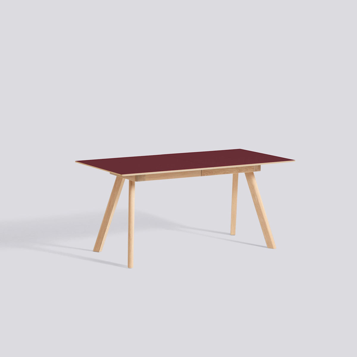 Table à rallonge CPH 30 de Ronan et Erwan Bouroullec - Hay-L 160 x P 80 x H 74 cm, Chêne massif laqué, plateau linoléum bordeaux-The Woods Gallery