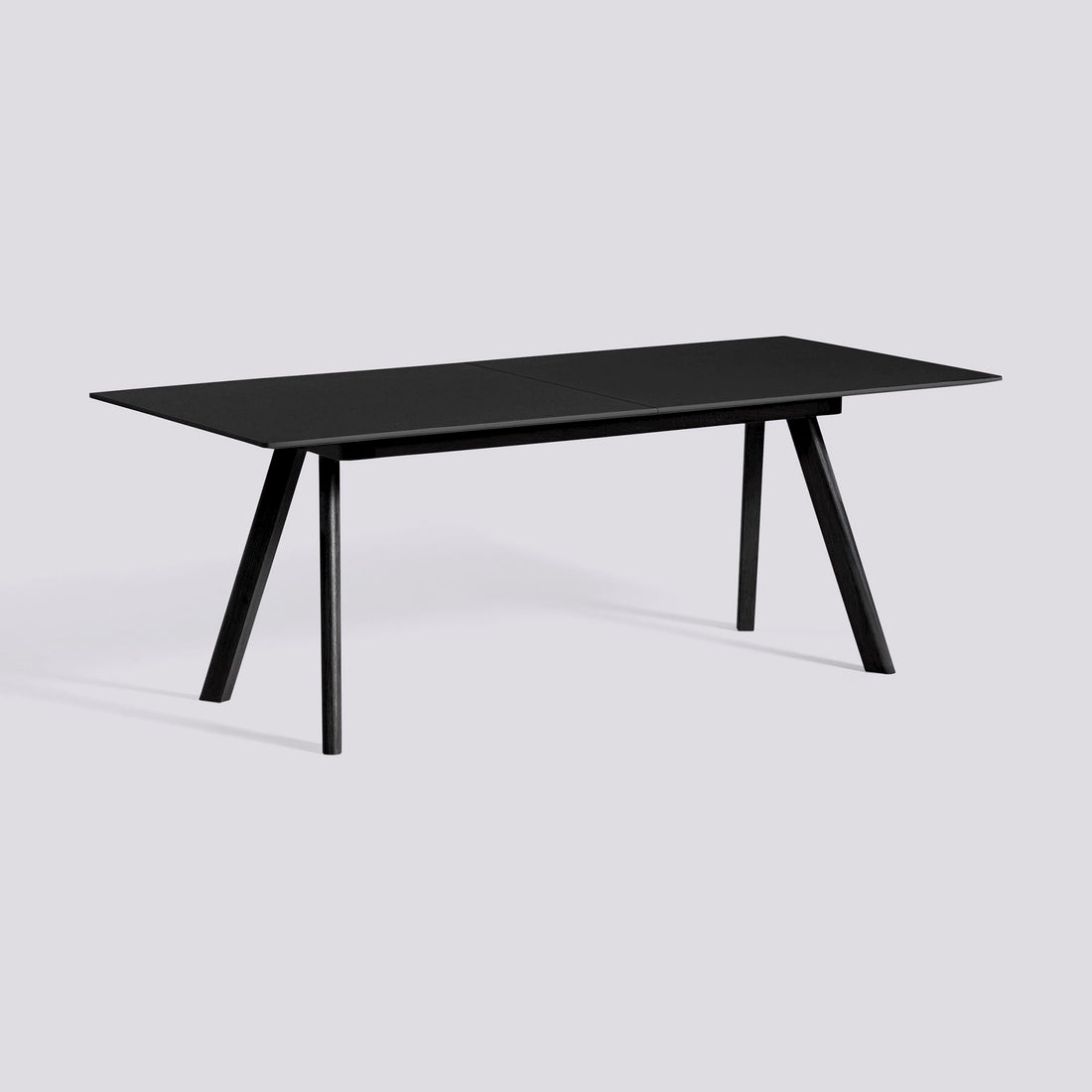 Table à rallonge CPH 30 de Ronan et Erwan Bouroullec - Hay-L 200 x P 90 x H 74 cm, Chêne massif laqué noir, plateau linoléum noir-The Woods Gallery