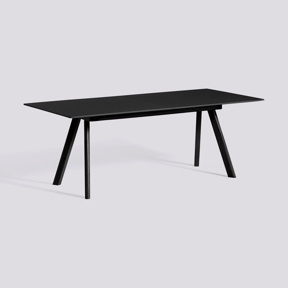 Table à rallonge CPH 30 de Ronan et Erwan Bouroullec - Hay-L 200 x P 90 x H 74 cm, Chêne massif laqué noir, plateau linoléum noir-The Woods Gallery