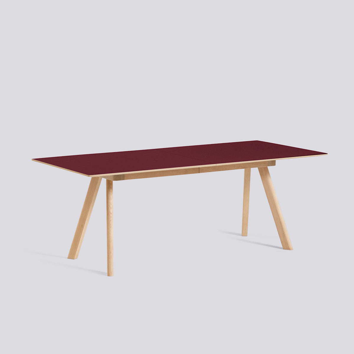 Table à rallonge CPH 30 de Ronan et Erwan Bouroullec - Hay-L 200 x P 90 x H 74 cm, Chêne massif laqué, plateau linoléum bordeaux-The Woods Gallery