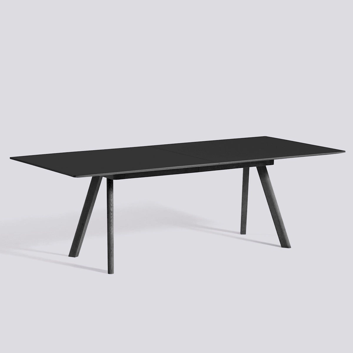 Table à rallonge CPH 30 de Ronan et Erwan Bouroullec - Hay-L 250 x P 90 x H 74 cm, Chêne massif laqué noir, plateau linoléum noir-The Woods Gallery
