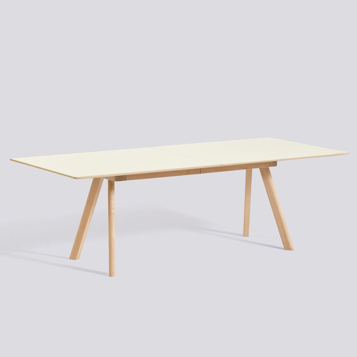 Table à rallonge CPH 30 de Ronan et Erwan Bouroullec - Hay-L 250 x P 90 x H 74 cm, Chêne massif laqué, plateau linoléum blanc cassé-The Woods Gallery