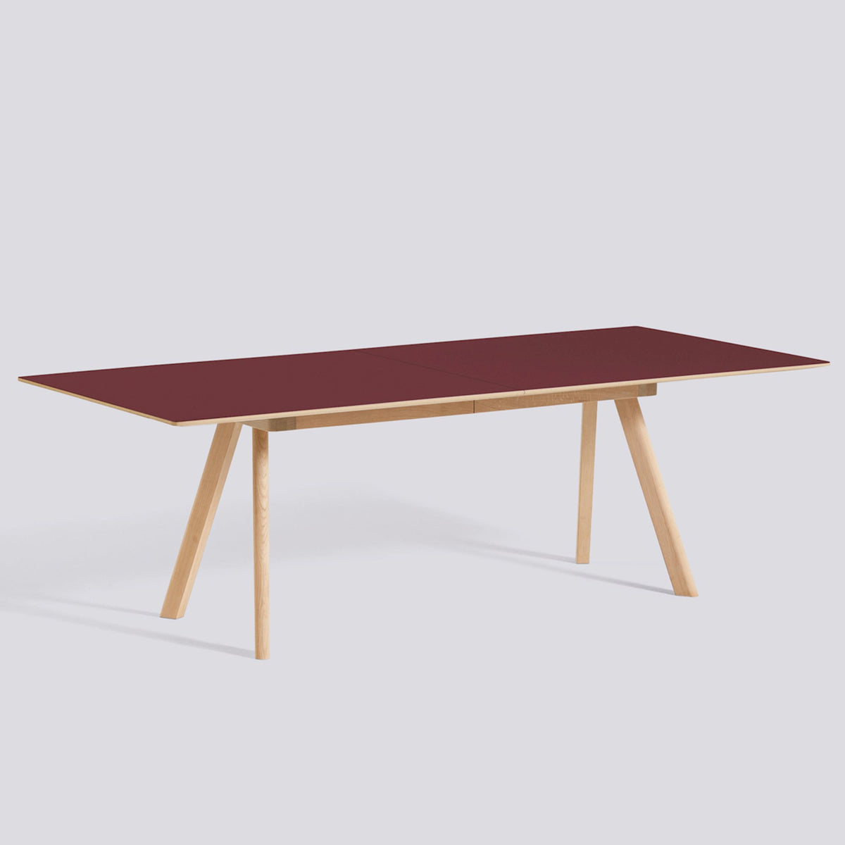 Table à rallonge CPH 30 de Ronan et Erwan Bouroullec - Hay-L 250 x P 90 x H 74 cm, Chêne massif laqué, plateau linoléum bordeaux-The Woods Gallery