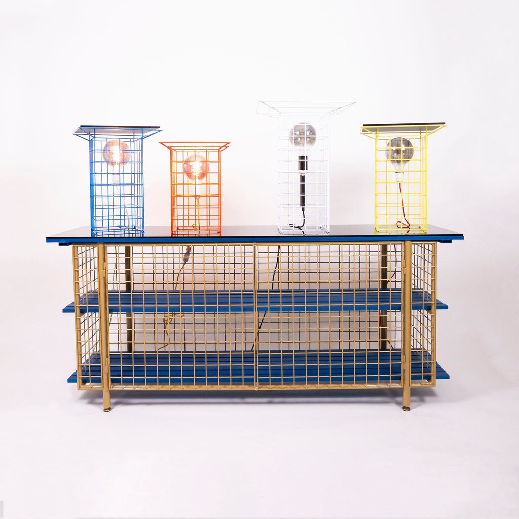 Table d’appoint lumineuse Krid Ø 40 - Stromboli Design-Bleu-The Woods Gallery