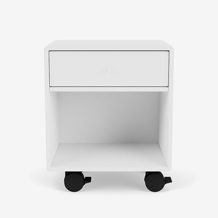 Table de chevet Dream par Peter J. Lassen - Montana-101 New White-Roulettes h 6.8cm-The Woods Gallery