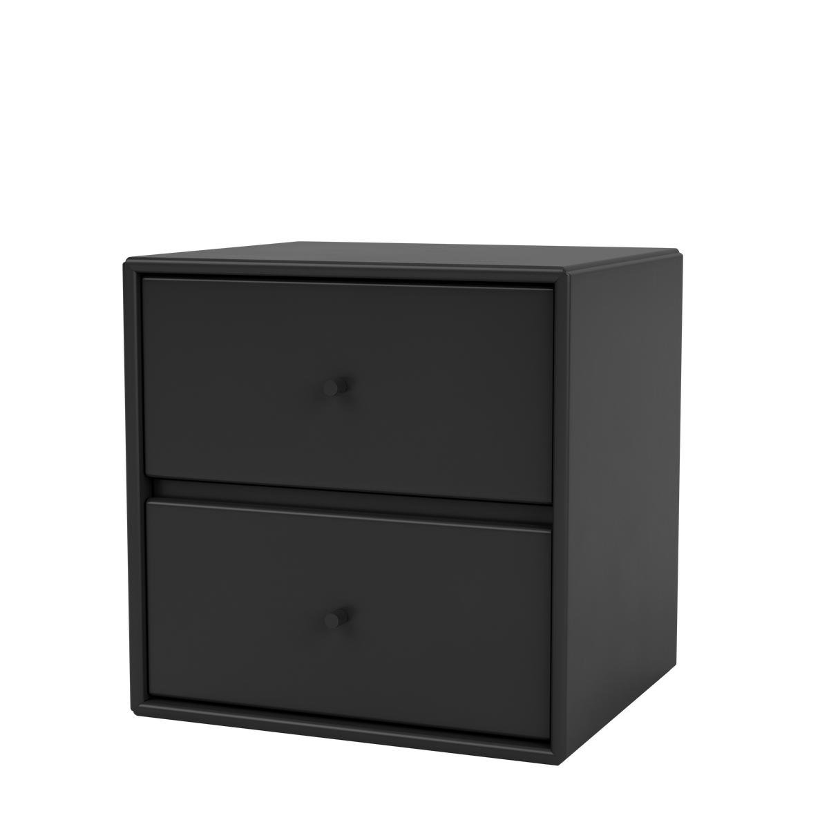 Table de chevet Drift par Peter J. Lassen, laque 05 Black, suspendu au mur, packshot Montana