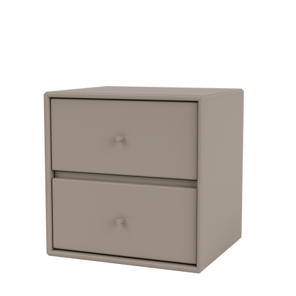Table de chevet Drift par Peter J. Lassen, laque 141 Truffle, suspendu au mur, packshot Montana