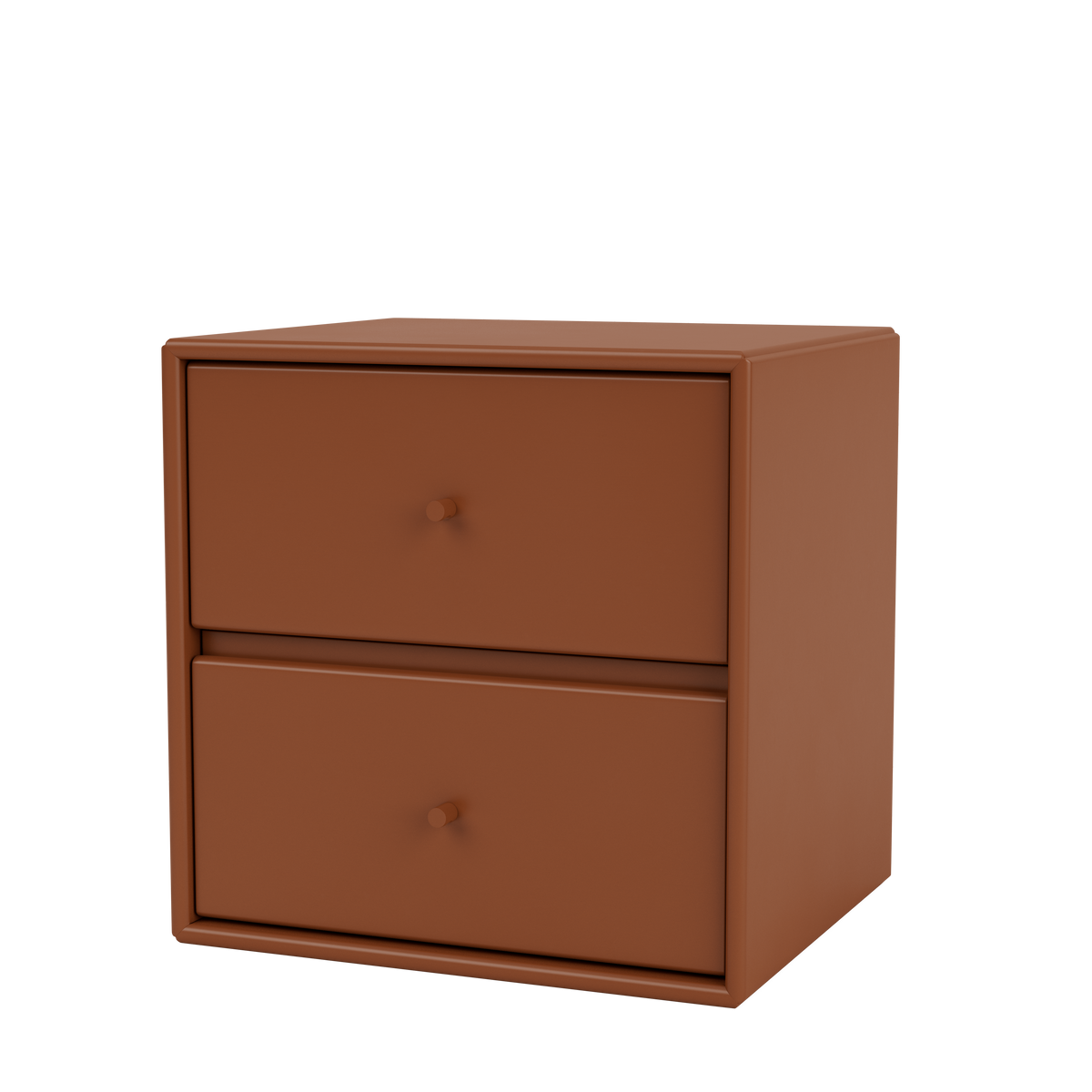 Table de chevet Drift par Peter J. Lassen, laque 146 Hazelnut, suspendu au mur, packshot Montana