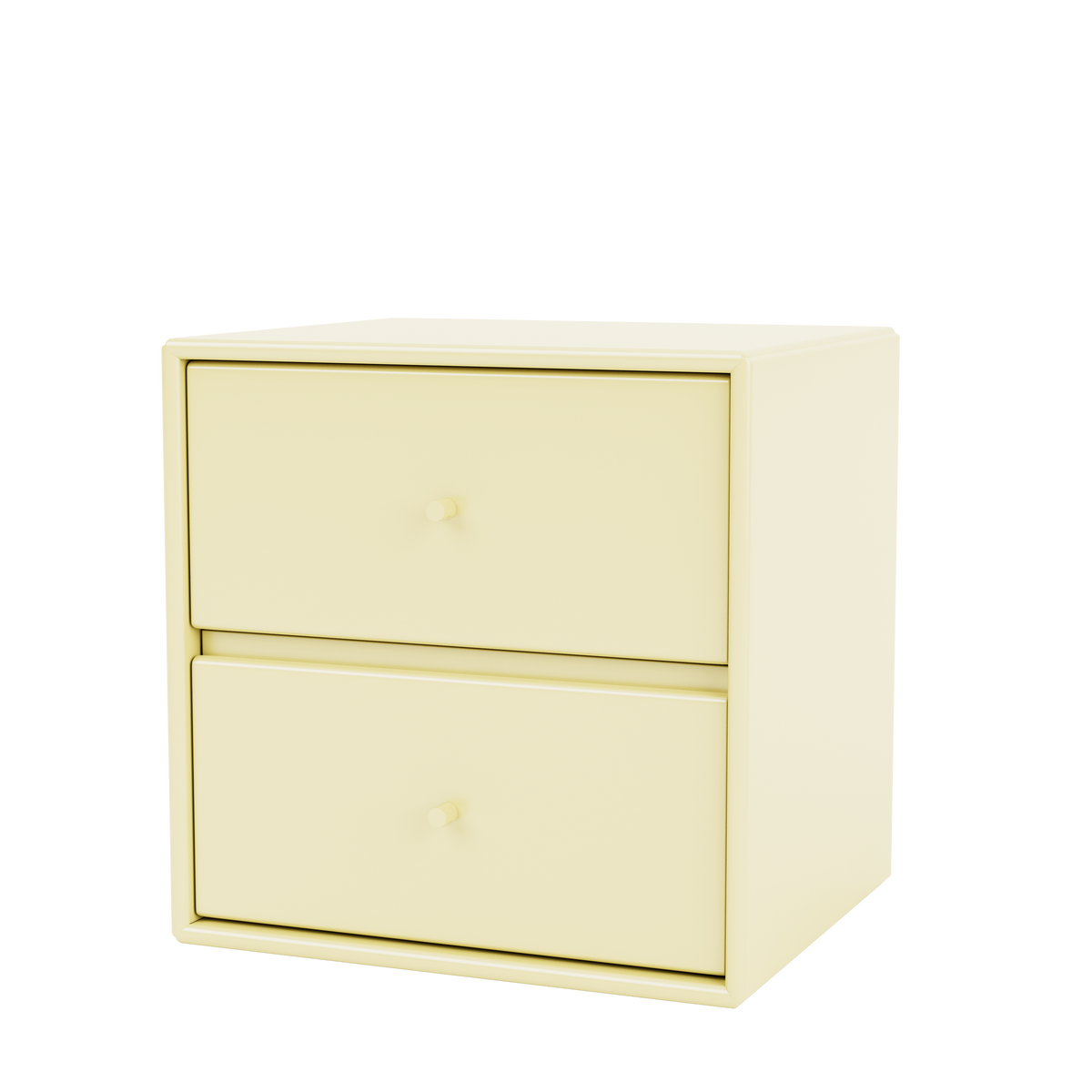 Table de chevet Drift par Peter J. Lassen, laque 159 Camomile, suspendu au mur, packshot Montana