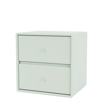 Table de chevet Drift par Peter J. Lassen, laque 161 Mist, suspendu au mur, packshot Montana