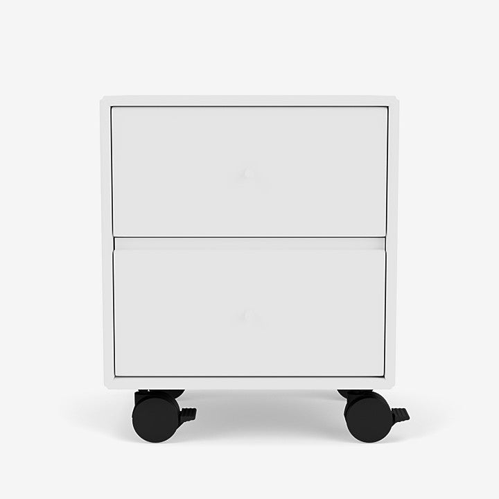 Table de chevet Drift par Peter J. Lassen - Montana-101 New White-Roulettes h 6.8cm-The Woods Gallery